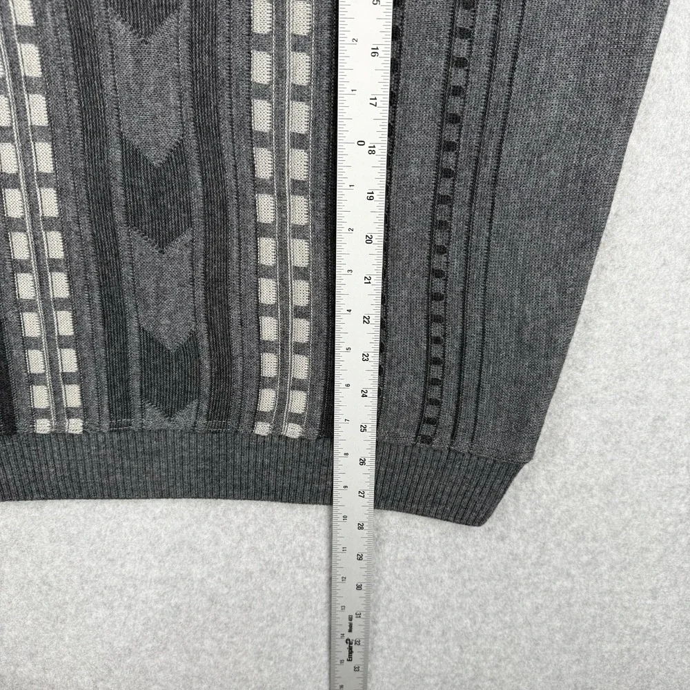 Vintage Wolsey Sweater Mens Large Gray Striped Wool Blend V Neck Pullover Jumper